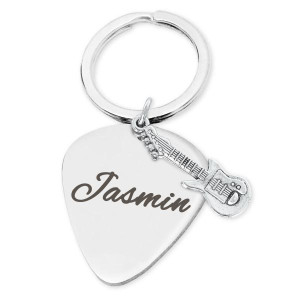 keepdrum Personalisierter Schlüsselanhänger Gitarren-Plektrum mit Gravur