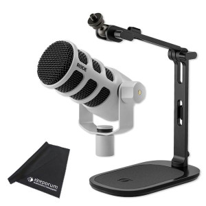 Rode Mikrofon Podmic USB Weiss mit DS-3 Tisch-Stativ und Tuch