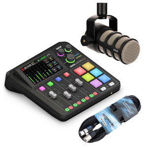 Rode Rodecaster Duo Station mit Podmic und Kabel