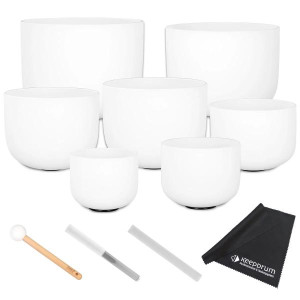 Sela Klangschalen Set SECF-SET 7-teilig aus Quarz mit Tuch
