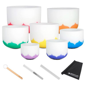 Sela Klangschalen Set SECLU Chakra Set Lotus 432 Hz mit Tuch