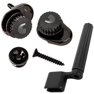 Planet Waves Strap Locks Schwarz mit Saitenkurbel