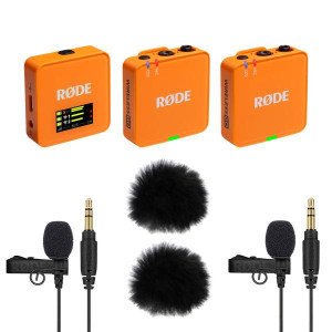 Rode Wireless GO Gen 3 Orange mit 2x Lavalier GO und 2x WS05