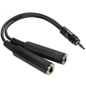keepdrum YC006 Y-Adapter Klinke Splitter 2x Buchse 6,35mm - 1x Miniklinke-Stecker 3,5mm