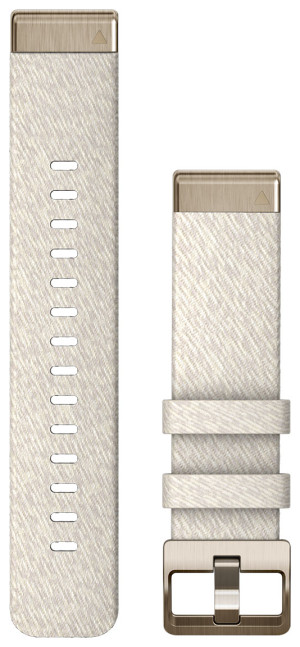 Garmin Quickfit 20 mm meleerattu kermanvärinen nailonranneke, kullanväriset kiinnitysosat 010-13102-07