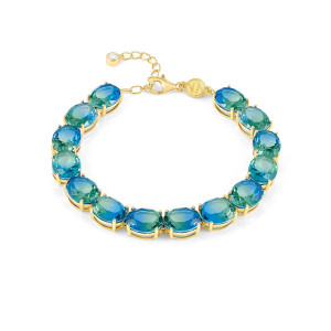 Nomination Symbiosi bicolor stones keltakullattu hopearannekoru light blue-green 240802/026