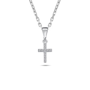 Lykken Crosses hopeinen ristikaulakoru 9,3 x 6,9mm