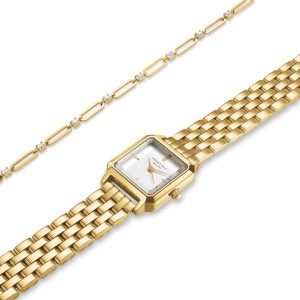 Rosefield Boxelle White Dial Gold Steel ja rannekoru BWGRC-X283