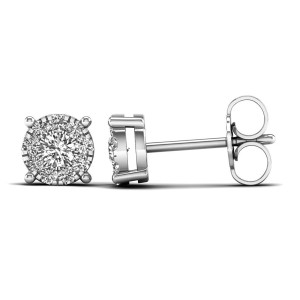 Lykken Elegance valkokultaiset timanttikorvakorut halo 5,3 x 2,8 mm