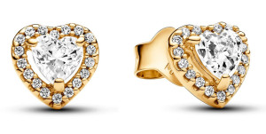 Pandora Sparkling kullatut sydännappikorvakorut 268427C01