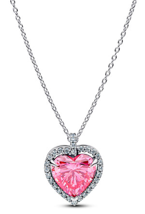 Pandora Timeless hopea kaulakoru pinkki sydän 394414C01-45