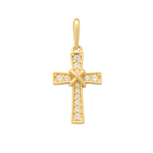 Lykken Crosses kultainen ristiriipus zirkonioilla 13.5 mm