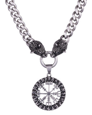 Northern Viking Jewelry panssariketju 10 mm Vegvisir riipus NVJRS121