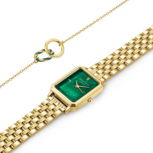 Rosefield Octagon XS Emerald Gold ja rannekoru OEGED-X288