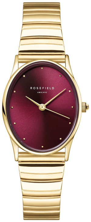 Rosefield Oval Burgundy Half-moon Steel Gold OVGSG-OV15