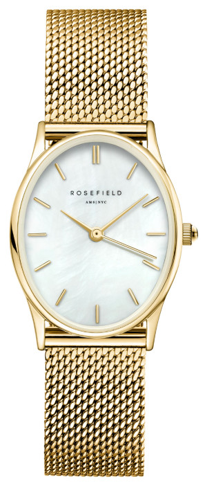 Rosefield The Oval White MOP Mesh Gold OWGMG-OV10