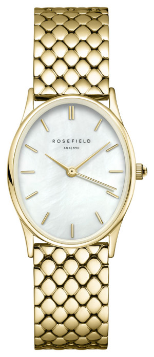 Rosefield The Oval White MOP Steel Gold OWGSG-OV01