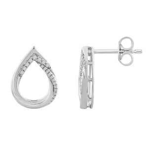 Lykken Elegance valkokultaiset timanttikorvakorut 10,0 x 13,6 mm