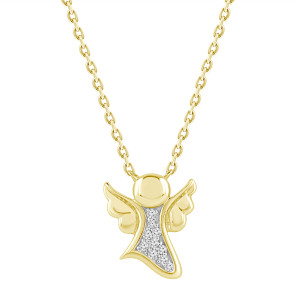 Lykken Elegance kultainen enkeli timanttikaulakoru 0.03ct