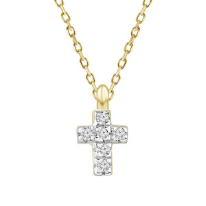 Lykken Elegance kultainen risti timanttikaulakoru 0.02 ct
