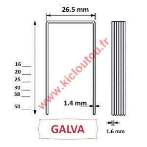 Kicloutou Agrafes W5562 - 22mm Galva - Boite de 10000