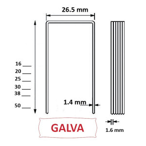Kicloutou Agrafes W5562 - 25mm Galva - Boite de 10000