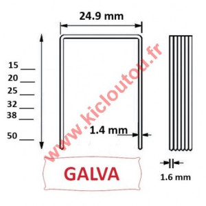 Kicloutou Agrafes 16WC / S2 - 32mm Galva - Boite de 10000