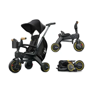 Doona Liki Trike S5 Bike - Nitro Black | Compact Folding Childrens Trike | Dual Steering Trike