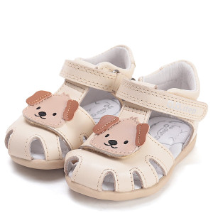 DD Step skórzane Sandałki Barefoot Cream z pieskiem 22