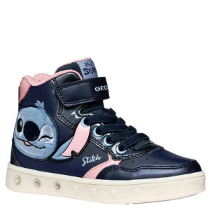 GEOX Sneakersy ze światełkami J Skylin Girl H Navy/Pink 33