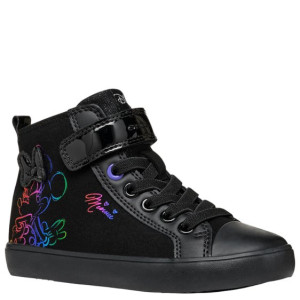GEOX dziewczęce trampki J Gisli G. E Black/Violet Minnie 28