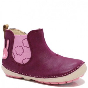 Clarks lekkie i elastyczne trzewiczki dla dziewczynki Softly Eli Fst Plum Leather tęgość F 21