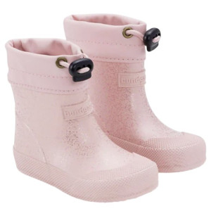 Bundgaard lekkie i elastyczne różowe ocieplane kalosze MALIK Barefoot Old Rose Sparkle 20