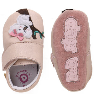 DD Step pudrowe skórzane kapcie Barefoot Koala Pink L