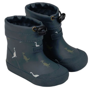 Bundgaard lekkie i elastyczne niebieskie ocieplane kalosze MALIK Barefoot Navy Dino 21