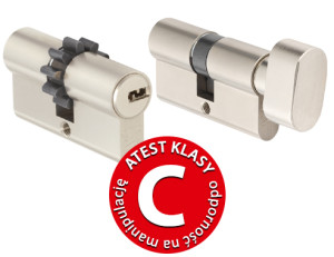 ABUS komplet wkładek 30/40 z zębatką, atestowane KLASA C, nikiel, D10+KD10NP