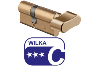Wkładka 50/65, klasa C, 1405C, WILKA, 3 klucze atestowana, z gałką, mosiądz