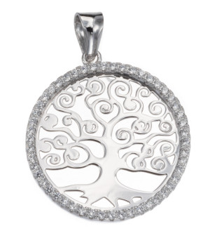 Silver Bar Tree of Life zirkon hängsmycke 24 mm 7260