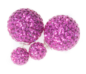 Silver Bar BB-örhängen Crystal 8/16 Fuchsia