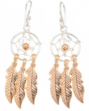 Silver Bar Dream catcher 2-färgad hängande örhängen 45 mm 1858