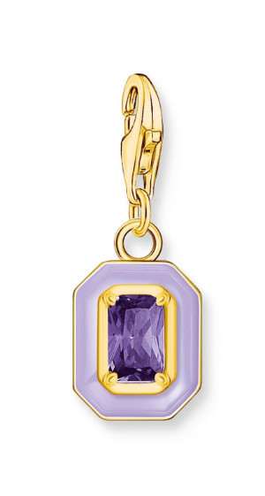Thomas Sabo Charm Club Charmista octagon violet enamel yellow-gold plated berlock 2034-565-13