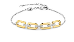 TI SENTO tvåfärgat armband med fyrkatinga länkar 23032ZY