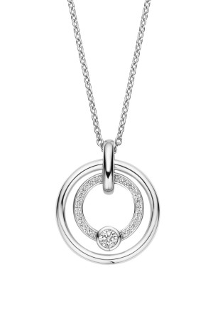 TI SENTO silverhalsband runt hänge 34056ZI/42