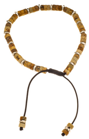 Silver Bar natural sten armband  latte justebart 4422