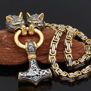 Varia Design Golden Wolves halsband silver-guld