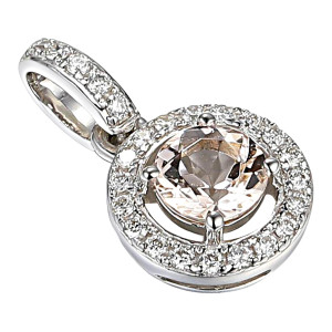 Lykken Elegance vitgulds hängsmycke med morganit och diamant x 0,08 ct