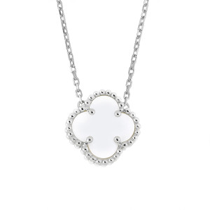 Lykken Symbols fyrklöver pärlemorsilverhalsband 42+3cm