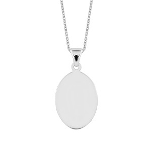 Lykken Casuals oval silver halsband med gravyr