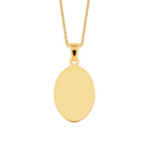 Lykken Casuals oval guldplaterad halsband med gravyr