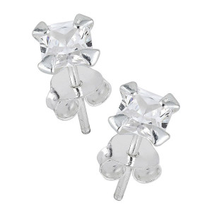Lykken Casuals silverörhängen klar fyrkantig zirkonia 5 mm
